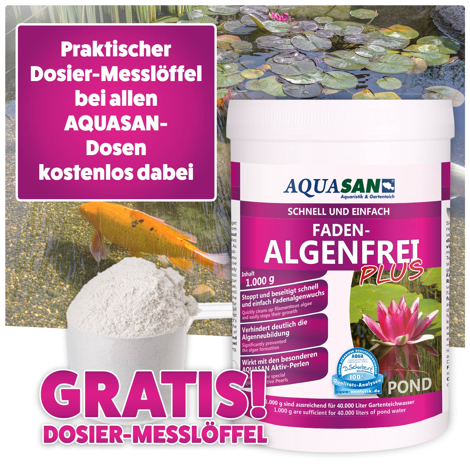 AQUASAN Faden-Algenfrei PLUS für den Gartenteich