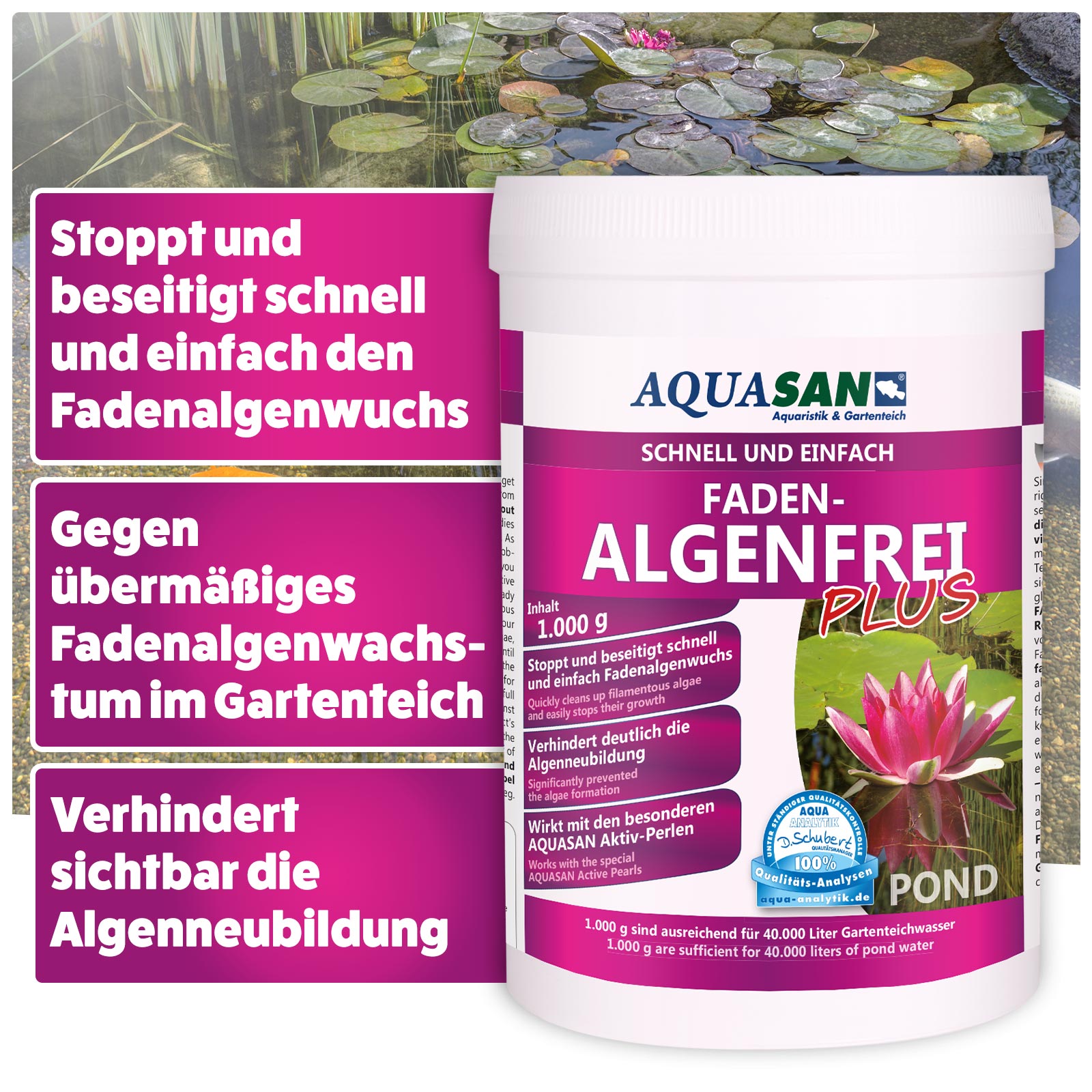 AQUASAN Faden-Algenfrei PLUS für den Gartenteich