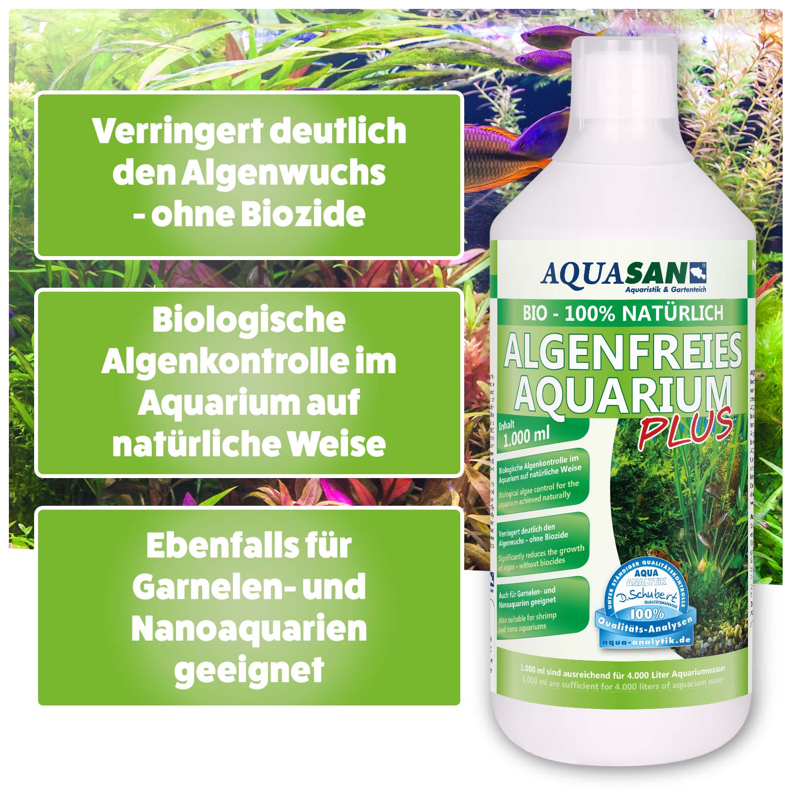 AQUASAN BIO Algenfreies Aquarium PLUS für Aquarien